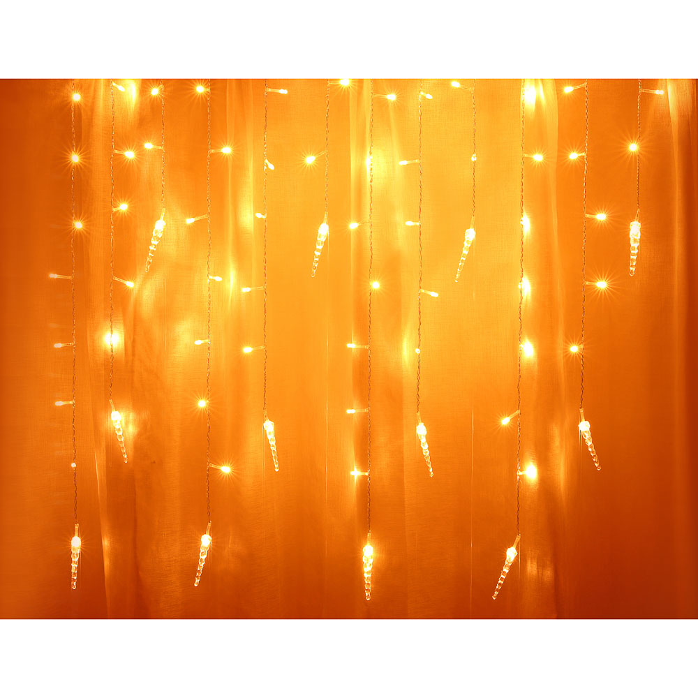 СНОУ БУМ Гирлянда эл. бахрома с сосульками 2.5x0.3х0.5x0.7м, 80LED, шампань, пост свеч,ПВХ проз,220В - #5