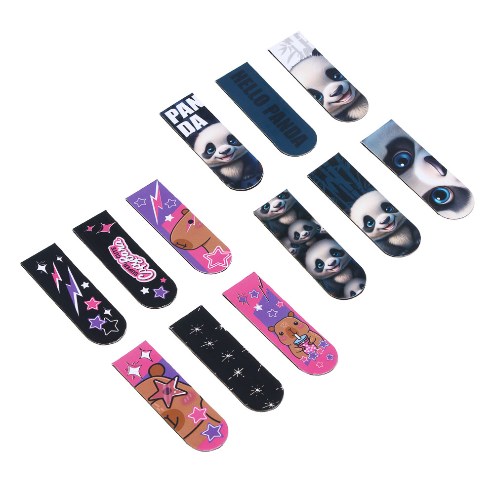 Магнитные закладки, 6 шт., "Панда/Капибара", 12x1,9см, размер упаковки 18,3x10,3см - #2