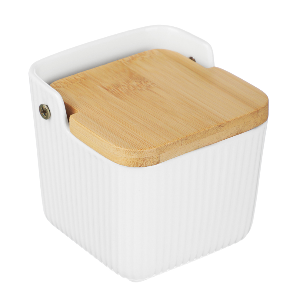 Банка для хранения тм MILLIMI, 350мл, фарфор, бамбук - #1