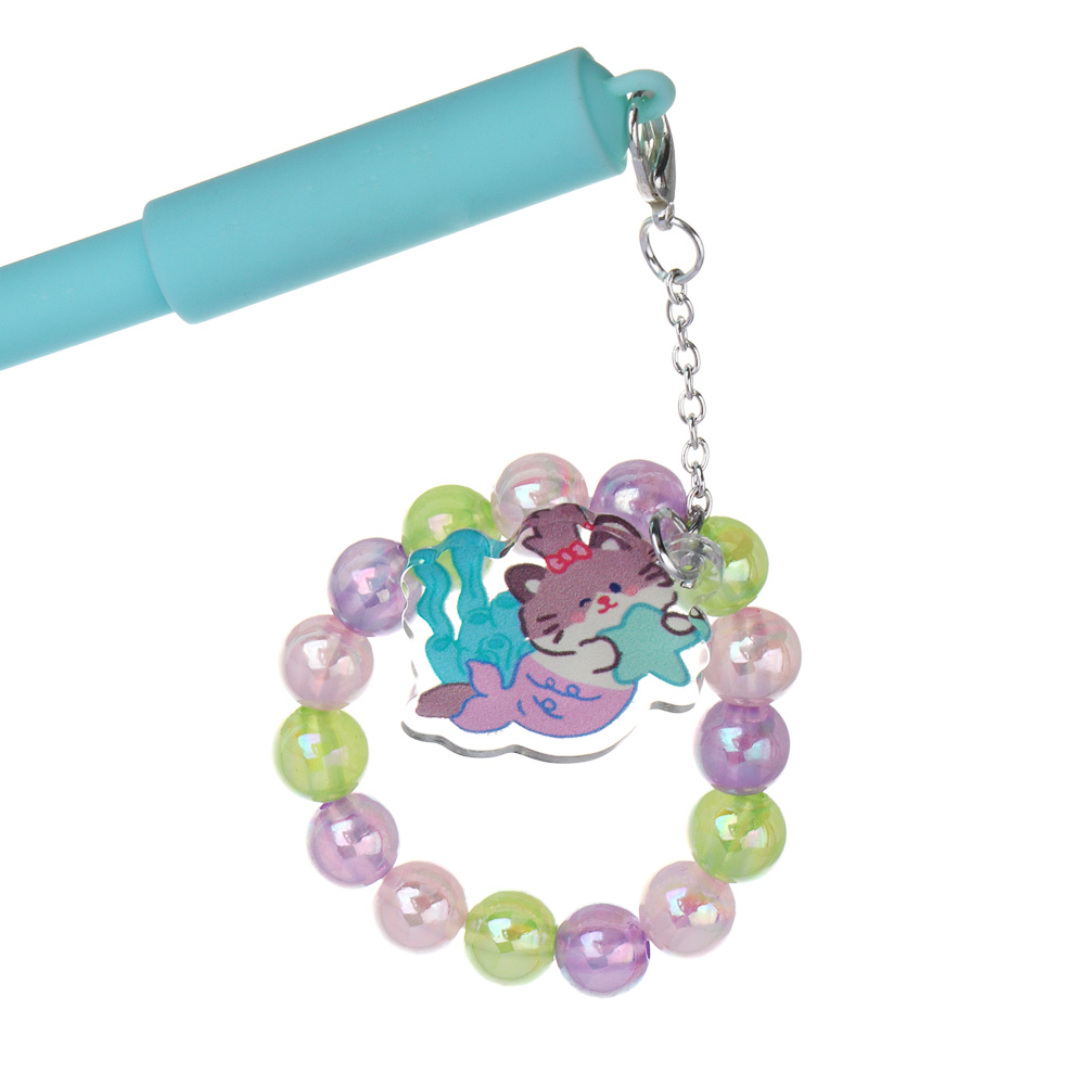 Ручка гелевая черная, с браслетом и фигуркой забавных животных, 3 дизайна - #5