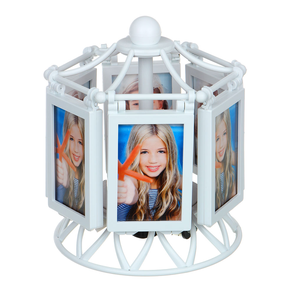 Фоторамка крутящаяся музыкальная, пластик, 6 панелей, 13x13x14см - #3