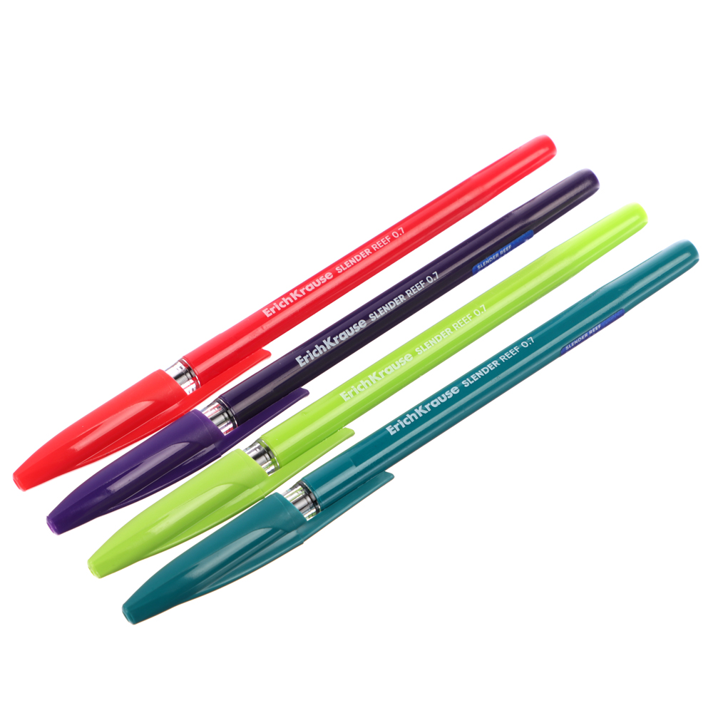 Ручка шариковая Erich Krause синяя "Слендер Стик Риф", наконечник 0,7 мм, цветн.корпус, 63095 - #1