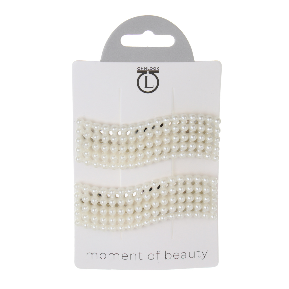 Зажим для волос со стразами 2шт, тм ЮНИLOOK, 6-8см, металл, искусствен. жемчуг, 6 дизайнов, #14 - #6