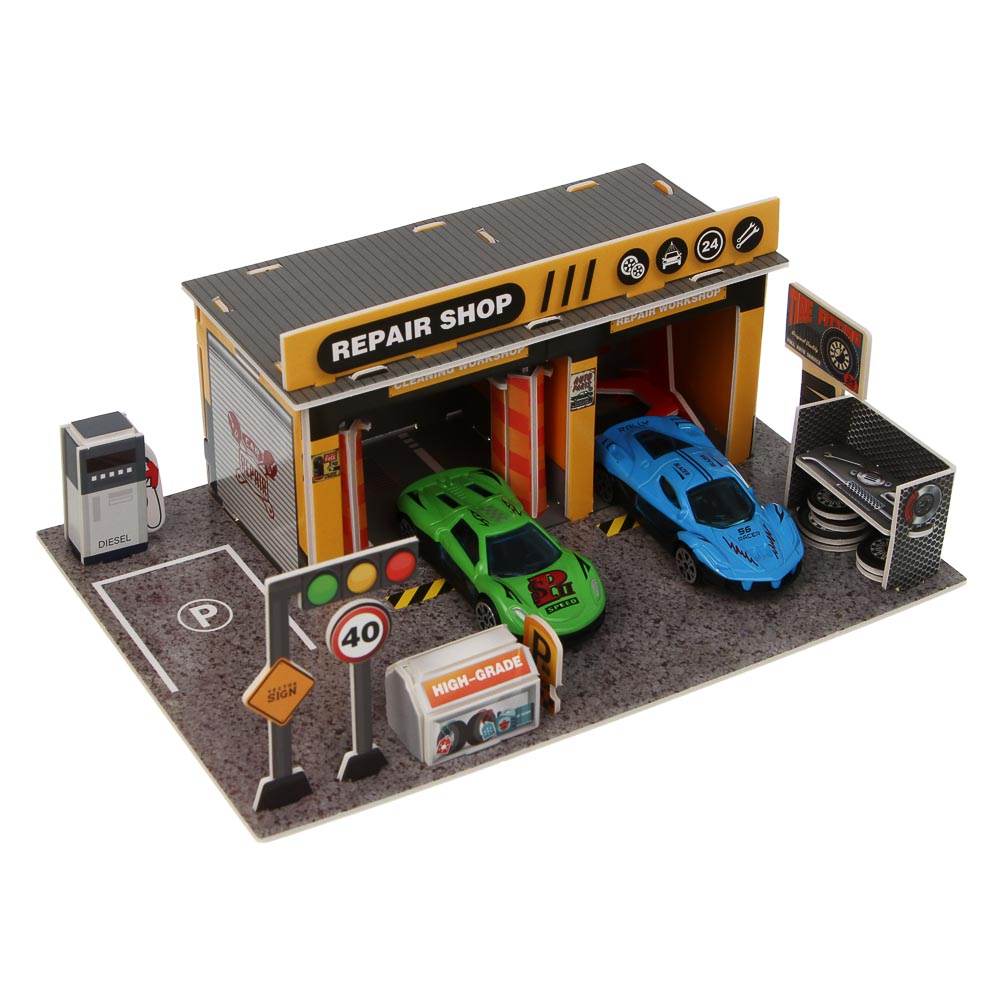 ИГРОЛЕНД Набор игровой "Сервисный центр", 2 машины, PP, металл, 24х21х4 см, 2 дизайна - #7