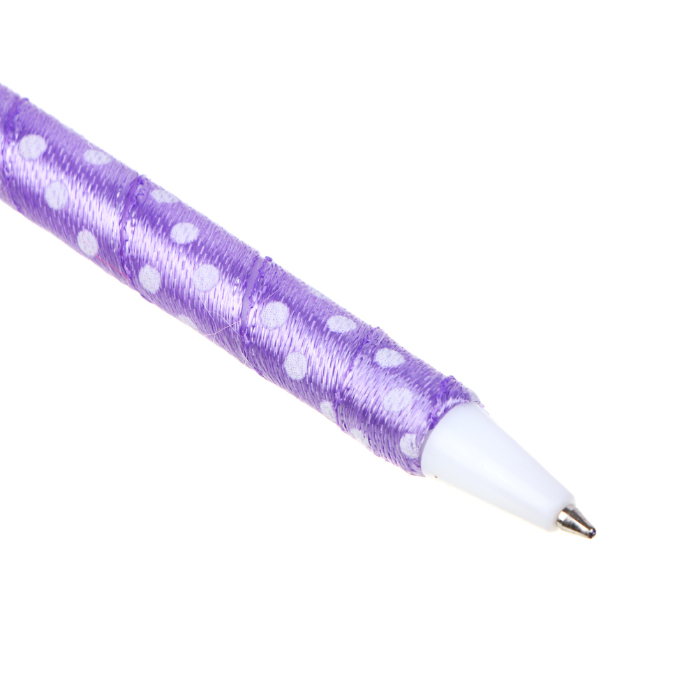 Ручка шариковая синяя, наконечник в форме банта с медвежонком, ткань, PP, корпус 18,5 см, 4 дизайна - #4