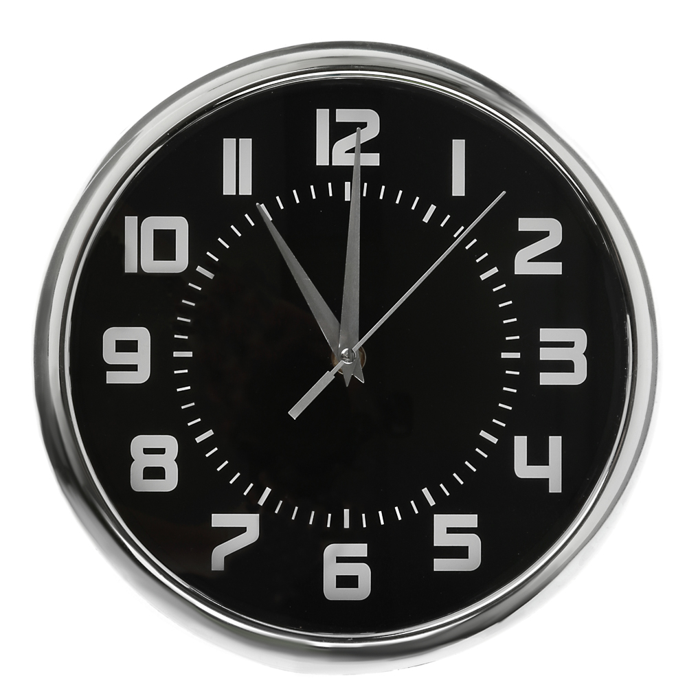 LADECOR CHRONO Часы настенные, 25 см, в хромированном канте, черные, пластик, 1хАА - #1