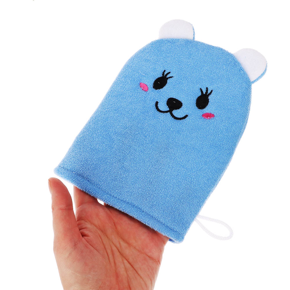 ЮL Мочалка рукавичка для ванны и душа в виде зверюшек, полиэстер, 18х13см, 3 дизайна, МС24-08 - #12