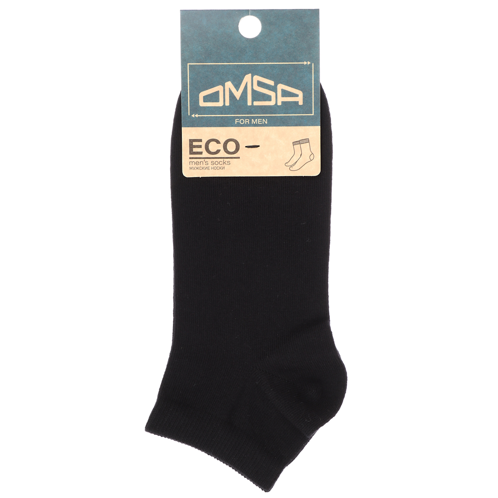 OMSA ECO 402 Носки мужские укороченные, р.39-41, 75% хлопок, 20% полиамид, 5% эластан, черный - #4