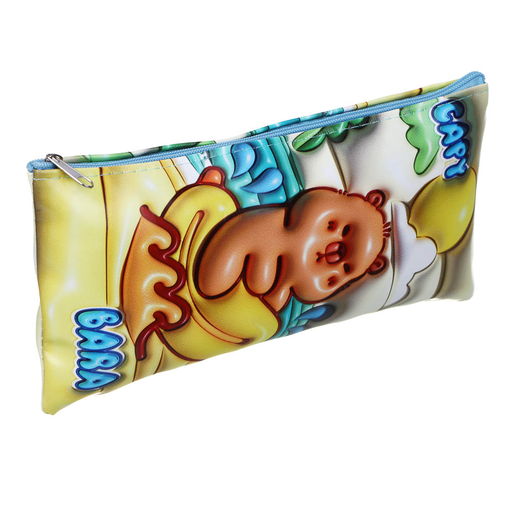 Пенал прямоугольный на молнии, 21х11см, 1 отделение, искусственная кожа из ПВХ, Капибара, 4 дизайна - #3