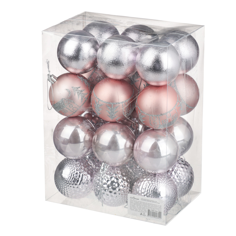 СНОУ БУМ Набор шаров 6 см, 24 шт, пластик, глиттер, 26-206 - #4