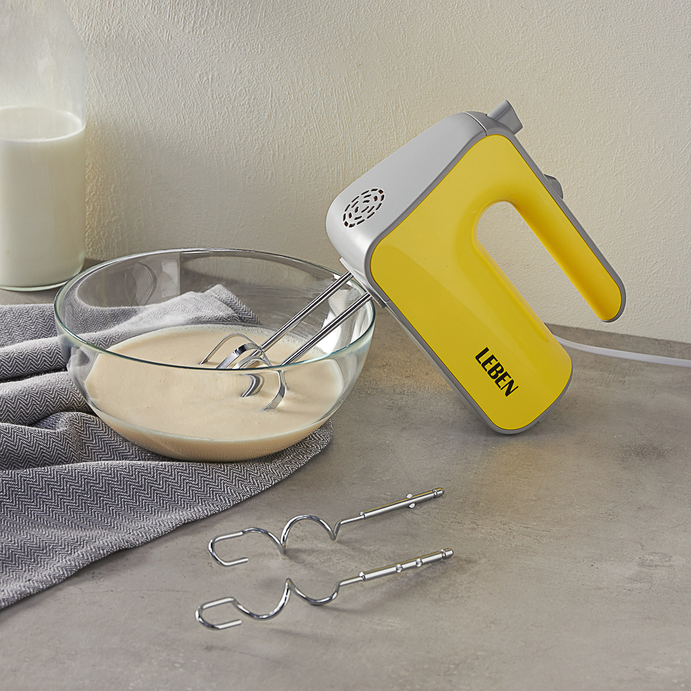 LEBEN Миксер электрический 300 Вт, 5 скоростей, жёлтый - #9