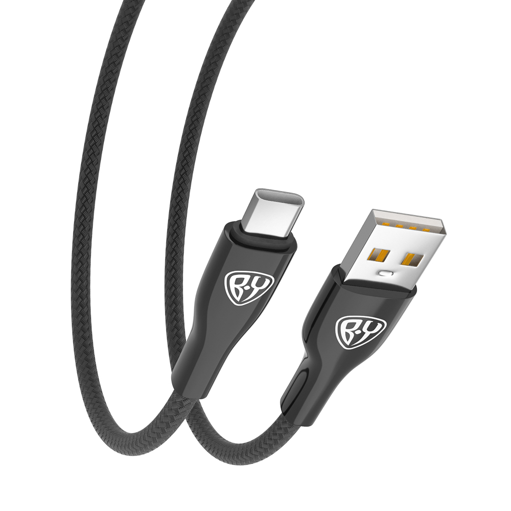 Кабель для зарядки USB(A)-Type C BY Smart, 1м, 3A, QC 3.0, тканевая оплетка, черный - #5