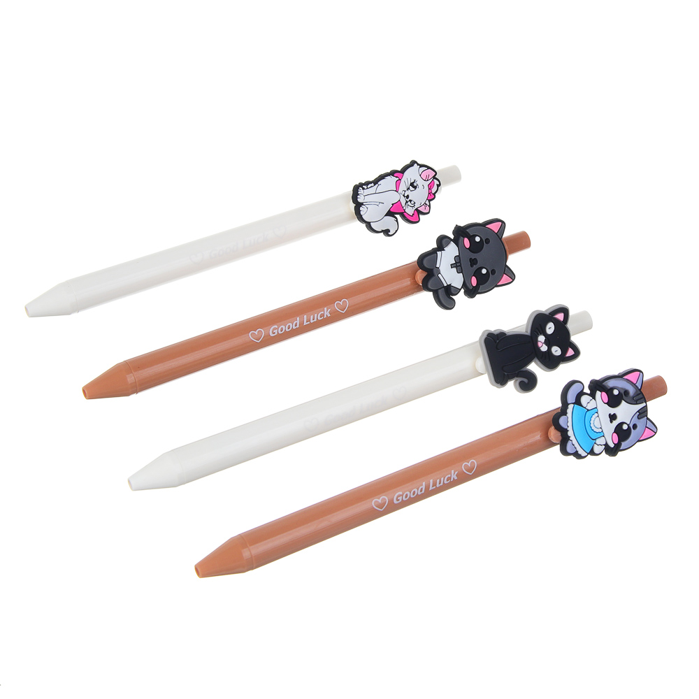 Ручка шариковая автоматическая синяя, с фигуркой в форме котика, 4 дизайна - #1