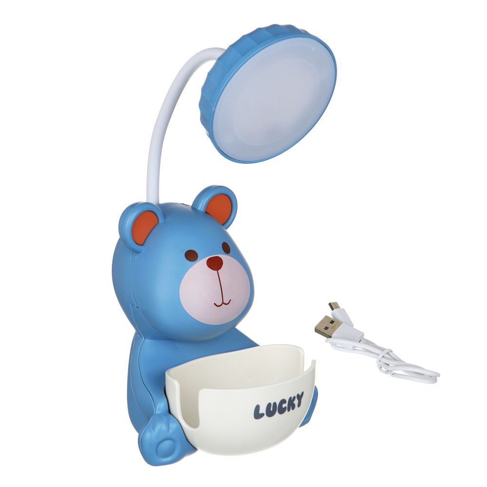 Светильник LED 3 в 1 "Мишка", подст. для тел. и ручек, точилка с конт., ABS, 10х10х24,5см,USB, 3диз. - #3
