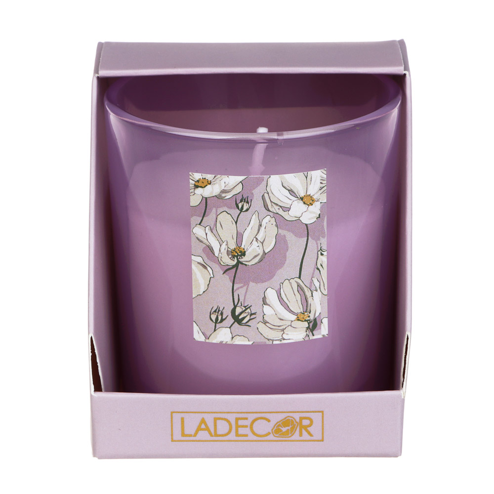 LADECOR Свеча ароматическая в стеклянном корпусе, 130 г, 7х7х8 см, 3 аромата, арт К1 - #9