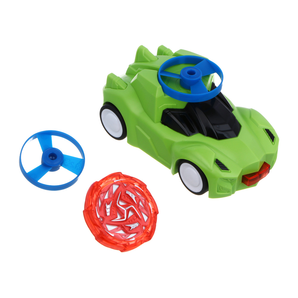 ИГРОЛЕНД Машинка "Дикий вихрь", летающ.диск, светящ.волчок, инерция, 3LR41,ABS,16х14,3х6 см, 4 диз. - #7