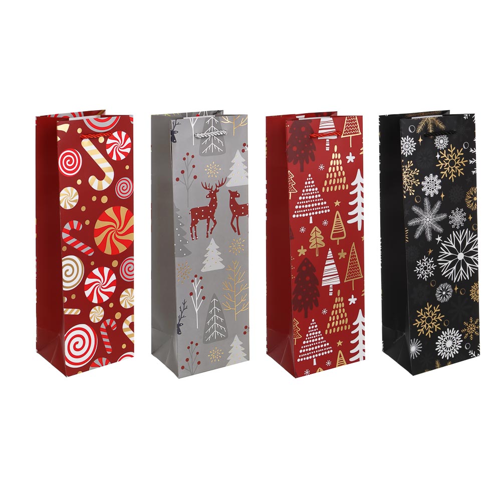 Пакет подарочный тм СНОУ БУМ 11,5x9x35см, бумага, 4 дизайна - #1