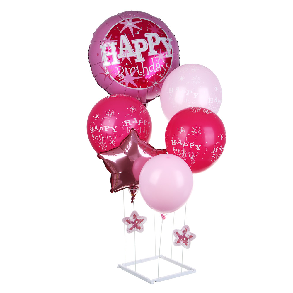 FNtastic Набор воздушных шаров 6 шт с подставкой, фольга, пластик, картон, "Happy Birthday", розовый - #1