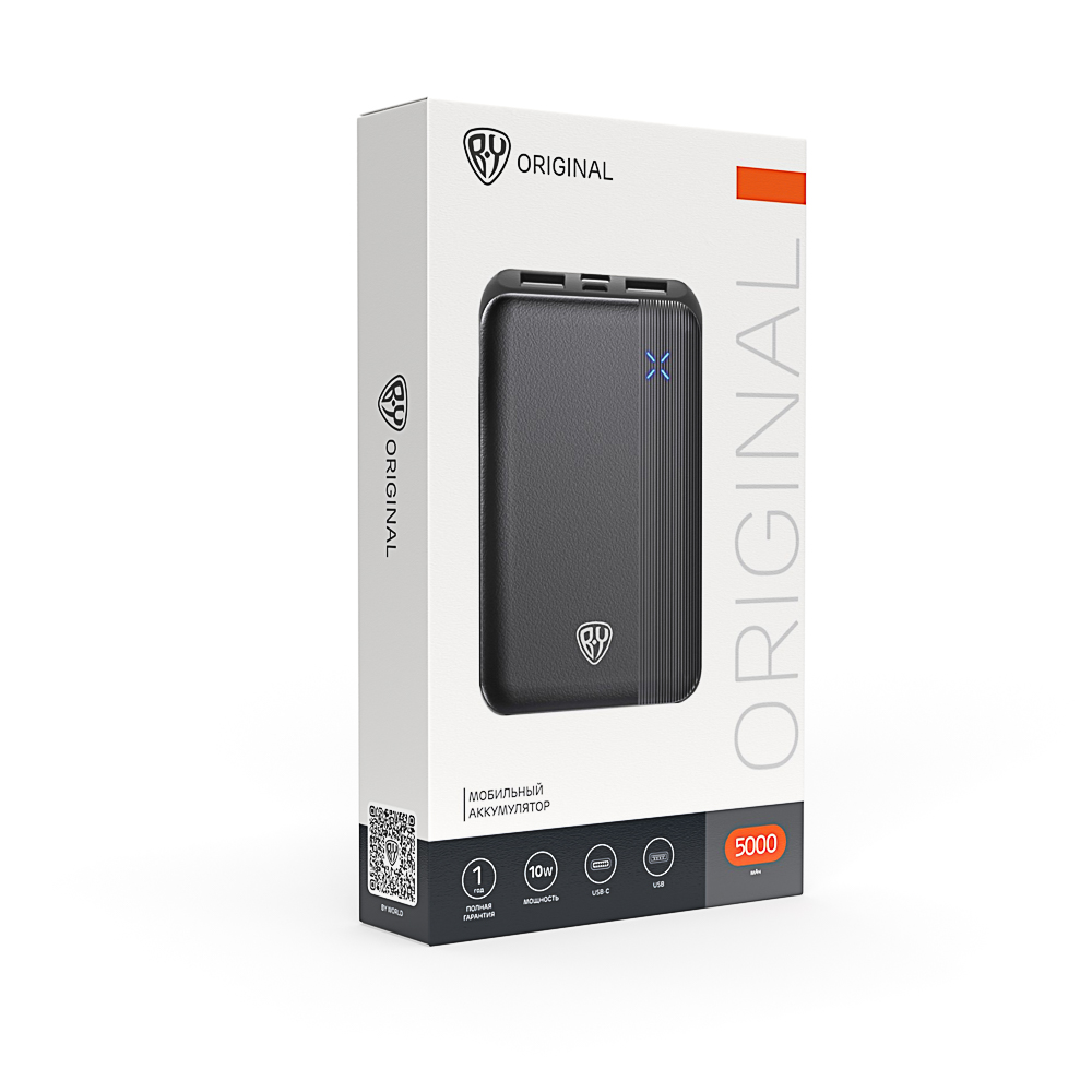 Аккумулятор мобильный BY 5000мАч, 2xUSB-A, 1xUSB-C, 1xMicro-USB, 10W, 2A, пластик, черный - #2