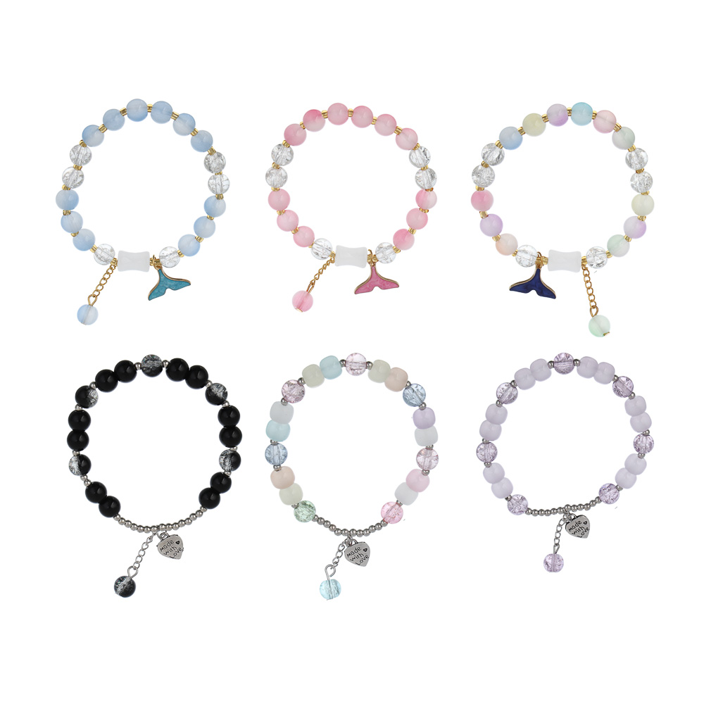 ЮНИLOOK Браслет с декором, d7см, d бусин 0,8мм, 6 цветов, стекло, #5 - #1