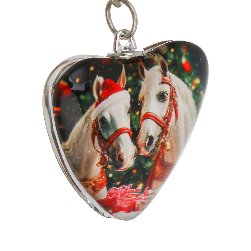 СНОУ БУМ Брелок-сердечко с лошадью 3,5 см, акрил, 13 дизайнов - #4