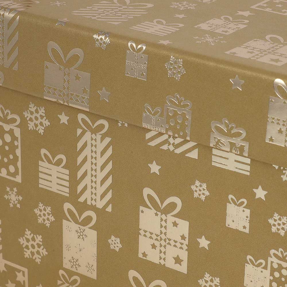 Набор подарочных коробок 2 в 1 (15x11,5x7,9 см, 17,7x13,4x10,4 см) с золотым фольг.слоем, бежевый - #6