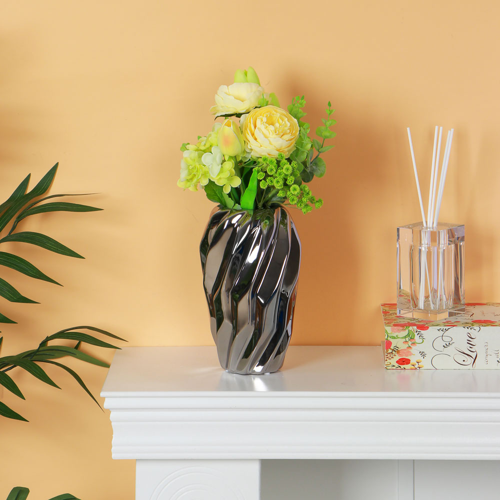 Ваза керамическая, 12х20 см, цвет серебро - #4