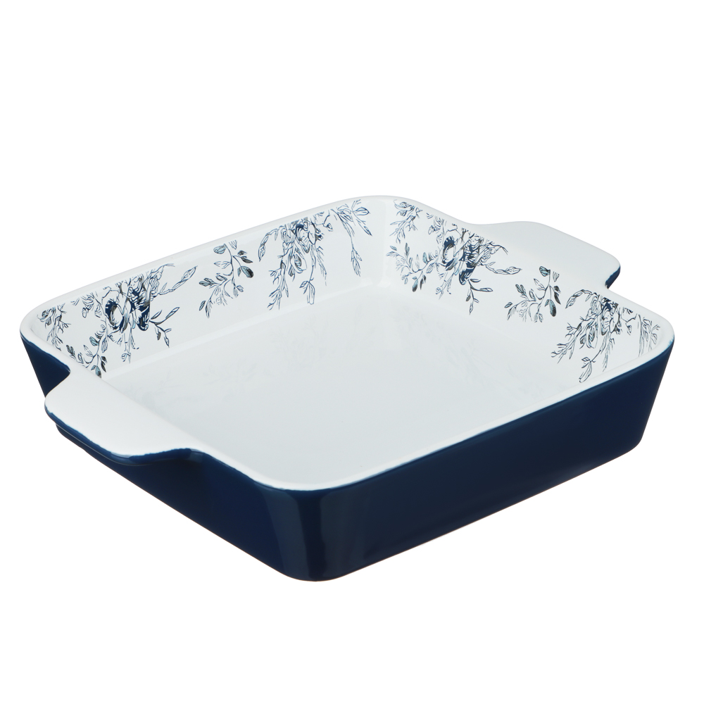Форма для запекания и сервировки квадратная 26х21х5см тм MILLIMI цветы, керамика - #1
