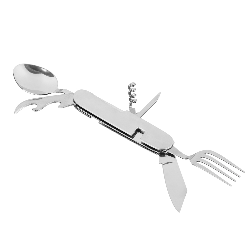 ЕРМАК Набор туристический 7 в 1 (ложка, вилка, нож, открывалка, консервный нож, штопор, скребок) - #1