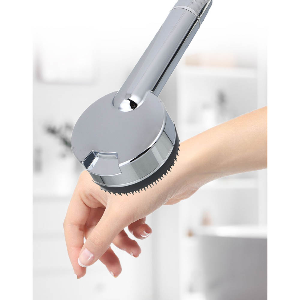 RAIN Лейка для душа, 4 режима, с массажными мягкими щеточками, фильтр, кнопка стоп, 90мм, хром - #8