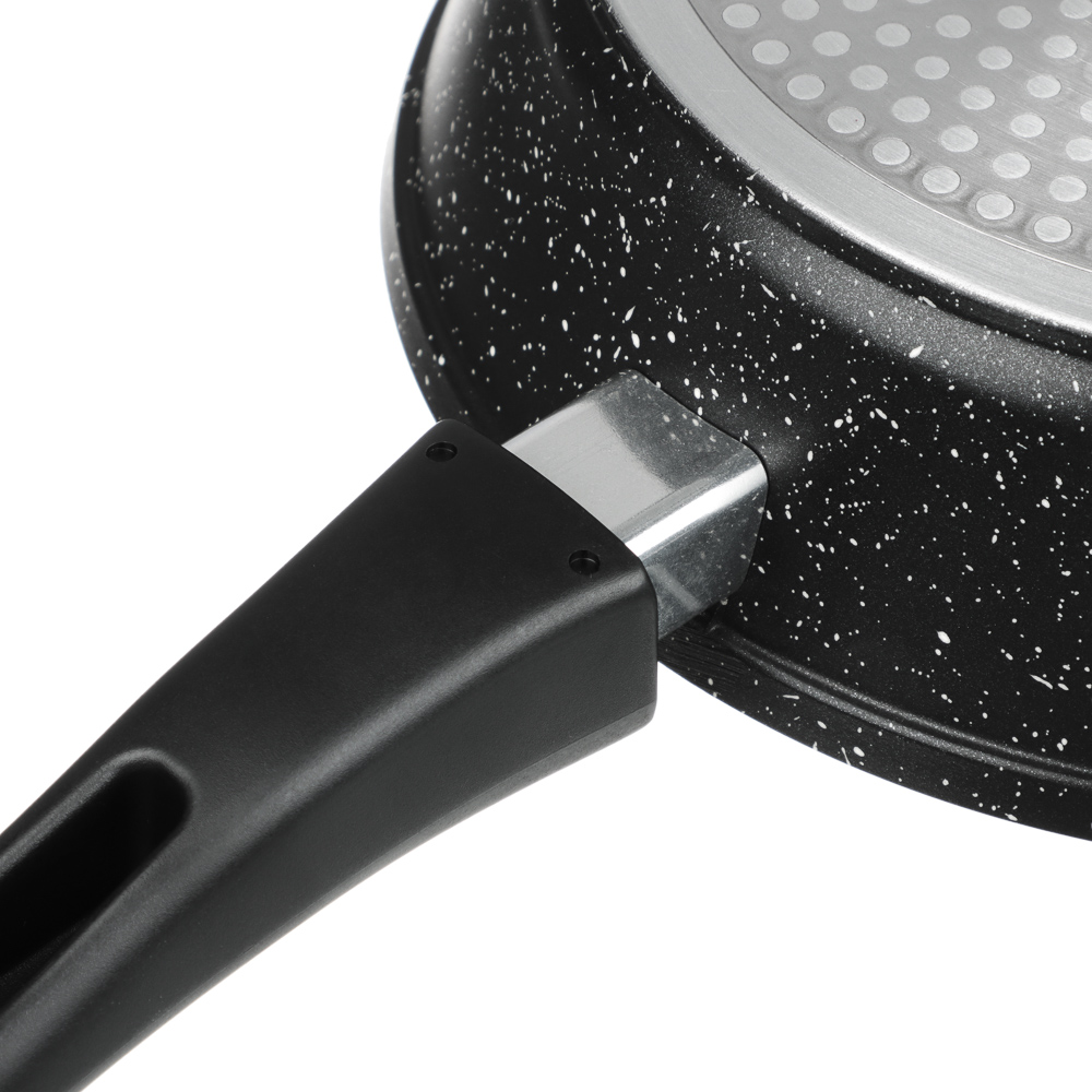 СЛАВЯНА Калина Сковорода литая глубокая d24см, антипригар.покрытие "мрамор", съемная ручка, индукция - #9