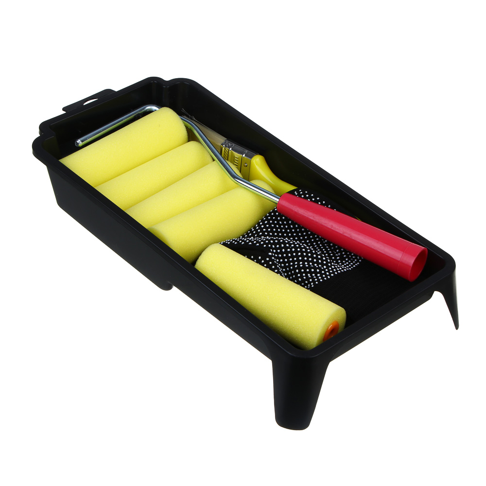 ЕРМАК Набор для малярных работ №4: валик в сборе,ролики запасные,кисть,перчатки,ванночка - #1