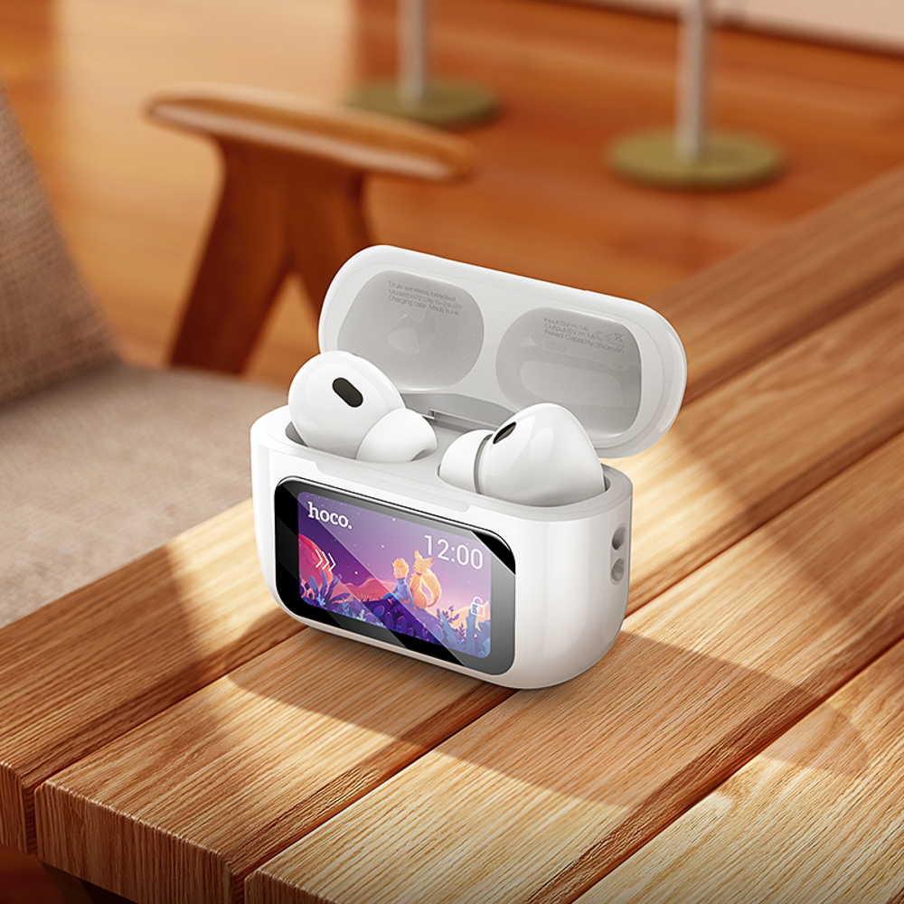 Наушники беспроводные TWS hoco. модель EW72, внутриканальные, дисплей, 350/40мАч, BT5.3, цвет: белый - #9