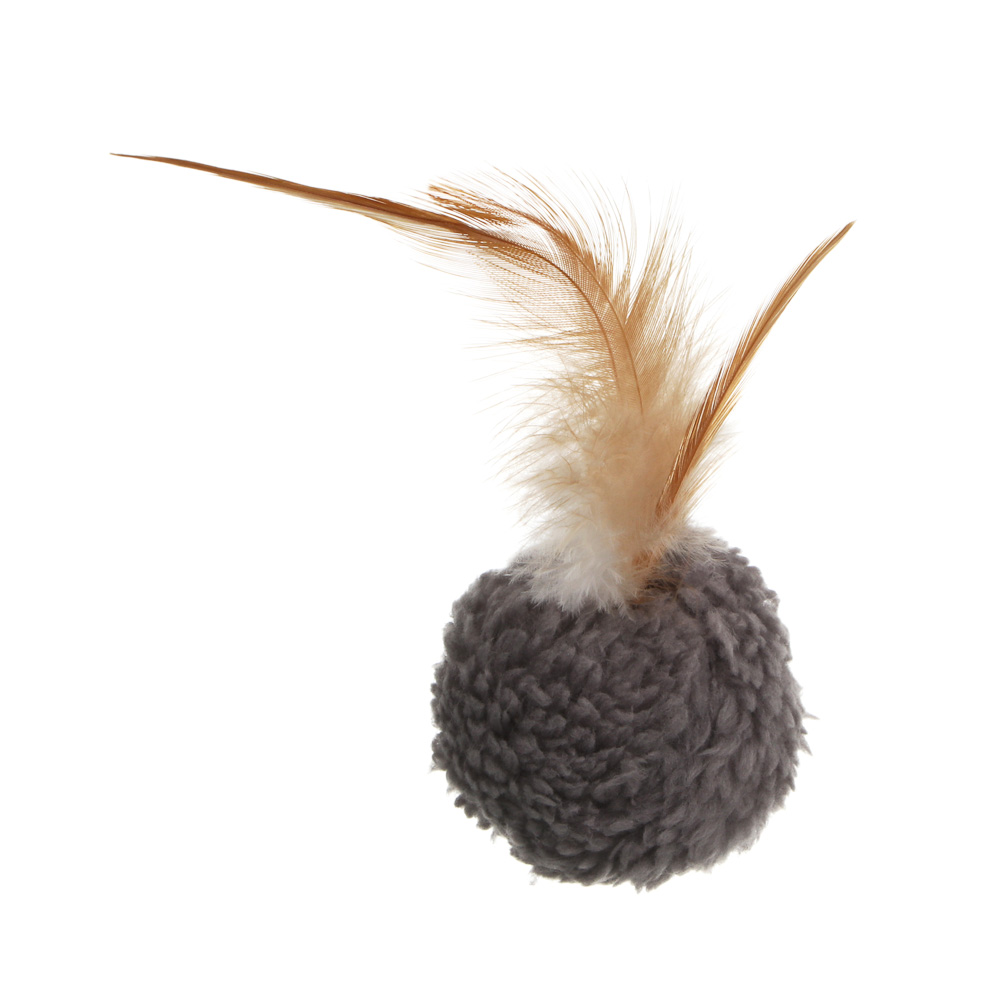 Набор игрушек для кошек тм VETTA, плюшевые шары с пером, п/э, 4,5см, 2 шт - #3