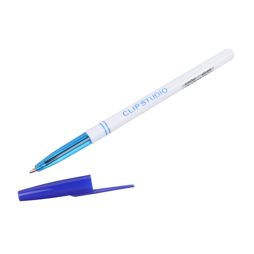 Ручка шариковая ClipStudio 0,7 мм, синяя, белый корпус - #3