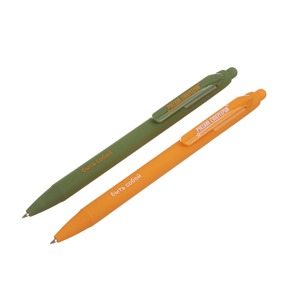 Авторучка шариковая BY Русские Супергерои синяя, наконечник 0,7 мм, 2 цвета корпуса, софт-тач - #1