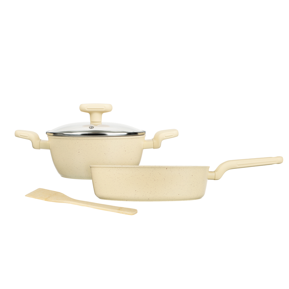 SATOSHI Эмери Набор 4 пр., сотейник 28см, кастрюля+крышка 20см, а/п покр, индукц, бамб. лоп., 3 цв. - #3