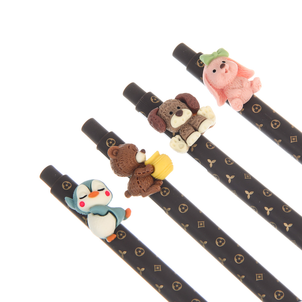 Ручка шариковая автоматическая синяя 0,7мм, "Милые зверята", 4 вида, шоу-бокс - #5