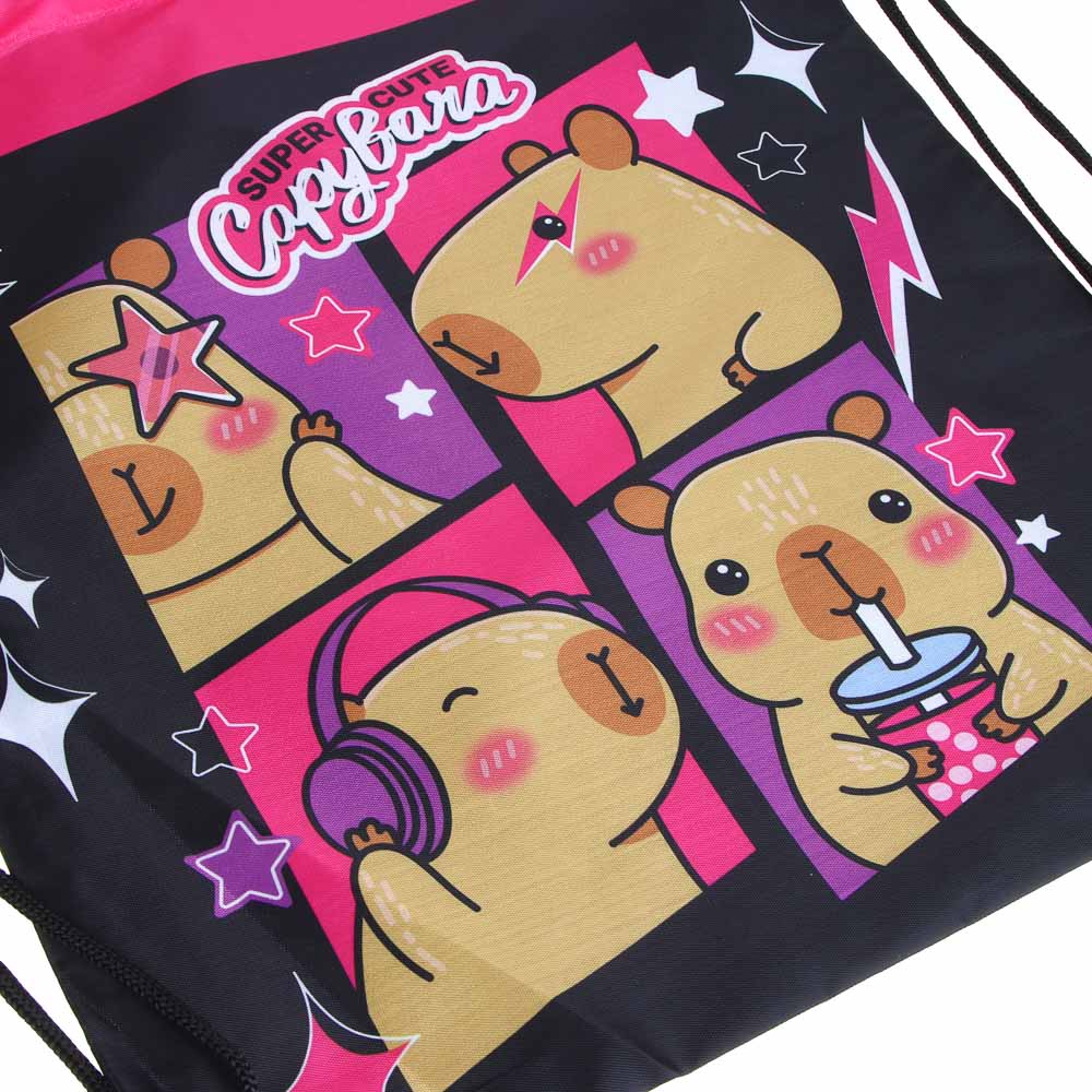 Мешок для сменной обуви на завязках, 34,8x41,5см, "Капибара/Панда", полиэстер - #5