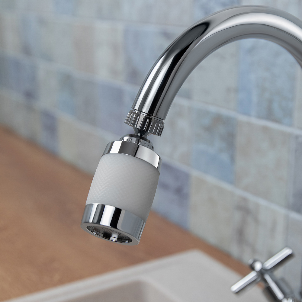 Аэратор-насадка для смесителя с фильтром, 2 режима, хром/белый - #10