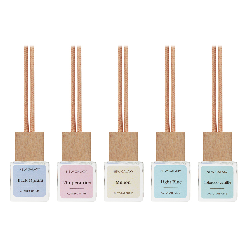 Набор подвесных ароматизаторов тм NEW GALAXY,5 мл,Bl.Opium, LImpertrice,Million,L.Blue, Tob. Vanille - #2