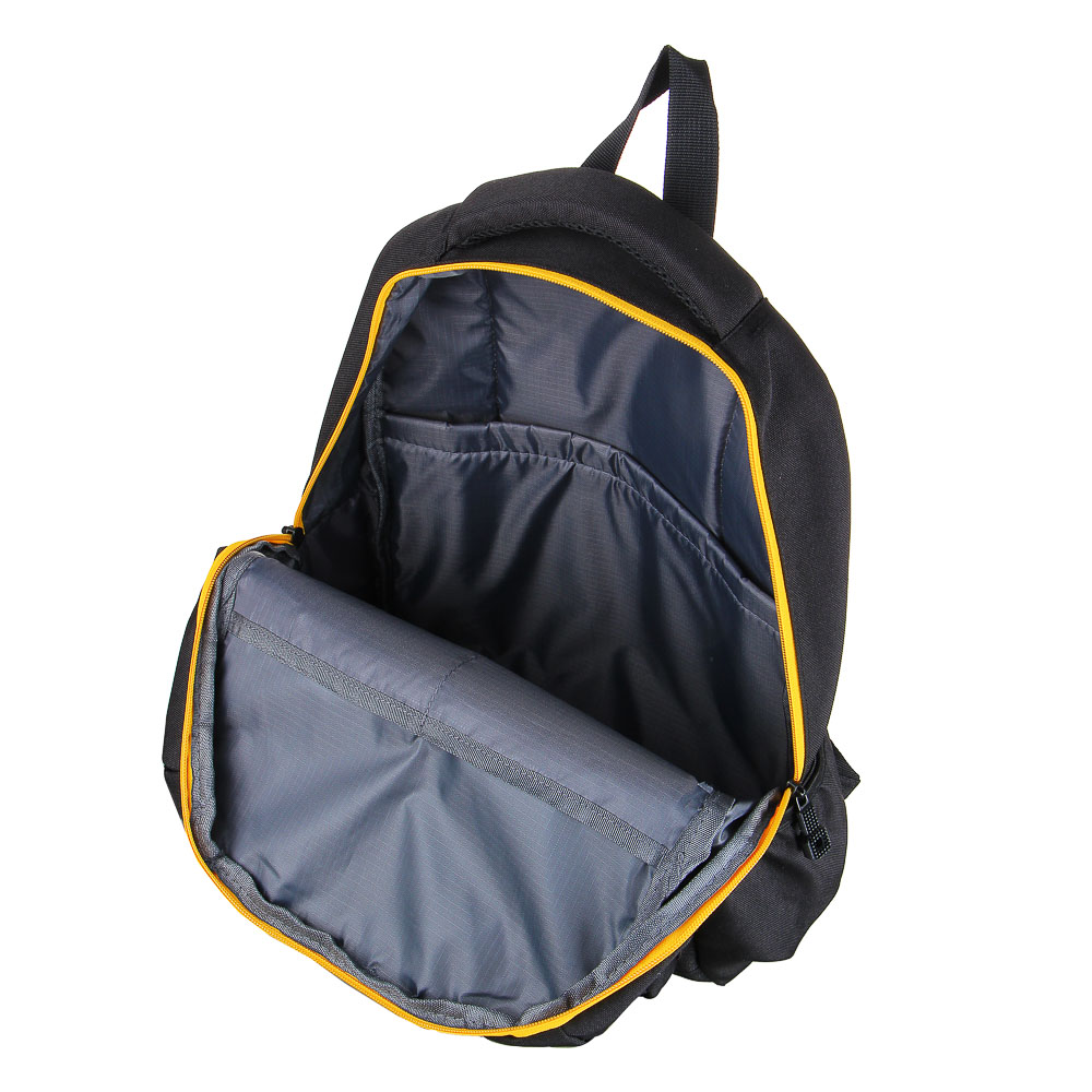 Рюкзак подростковый 40x30x14,5см, 1 отд., 4 карм., аппликации в форме лица, ножки, ПЭ, черный/желтый - #5