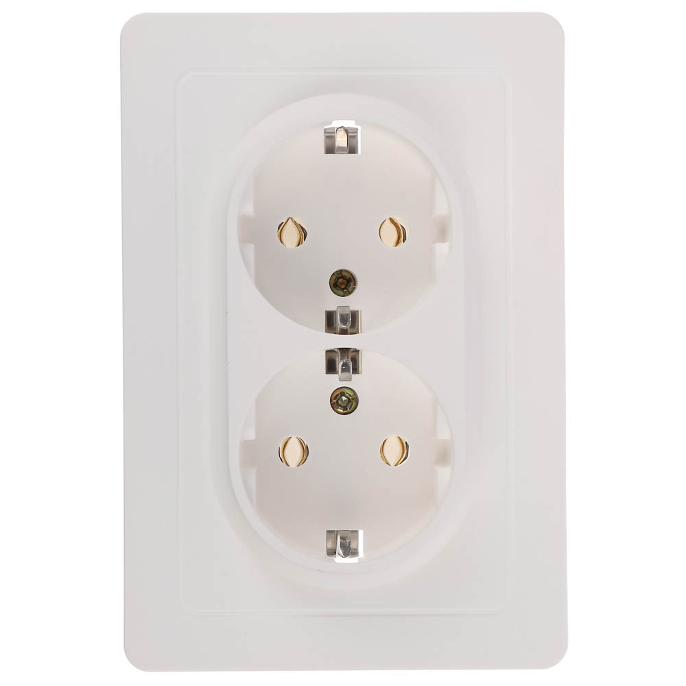 Розетка Intro Style двойная с заземлением 2X2P+E Schuko 16А-250В IP20 СУ белый - #2