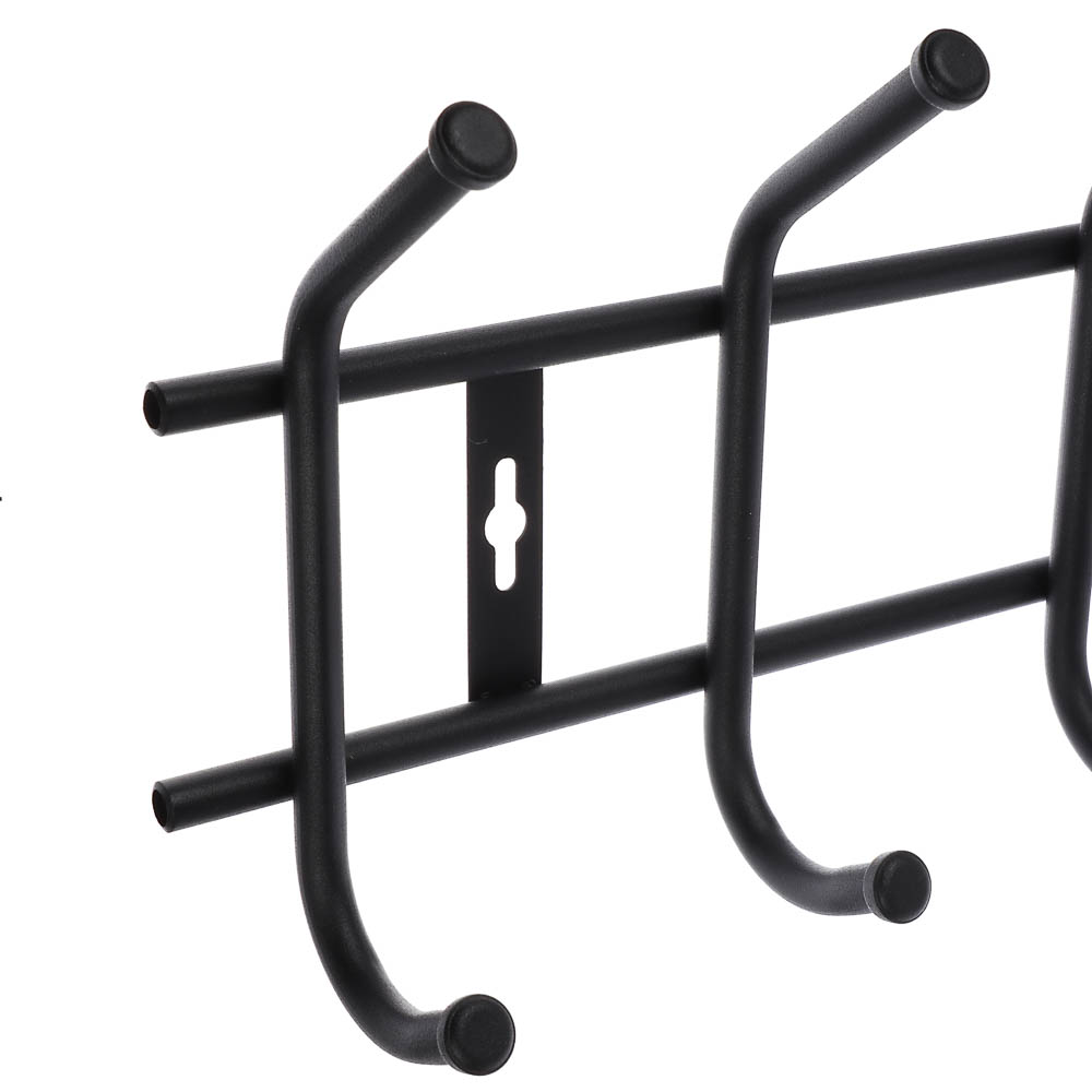 Вешалка настенная, 5 крючков металл, цвет матовый черный - #2