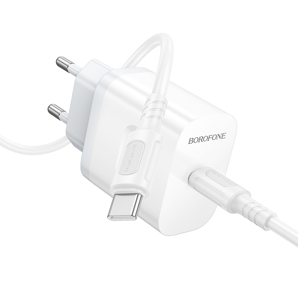 BOROFONE Зарядное устройство модель BA99A, USB-C PD 20 W + кабель зарядки С-С цвет: белый - #4