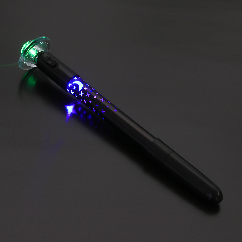 Ручка шариковая синяя, наконечник в форме НЛО, внутренняя подсветка наконечника и корпуса, 18см, пл. - #5