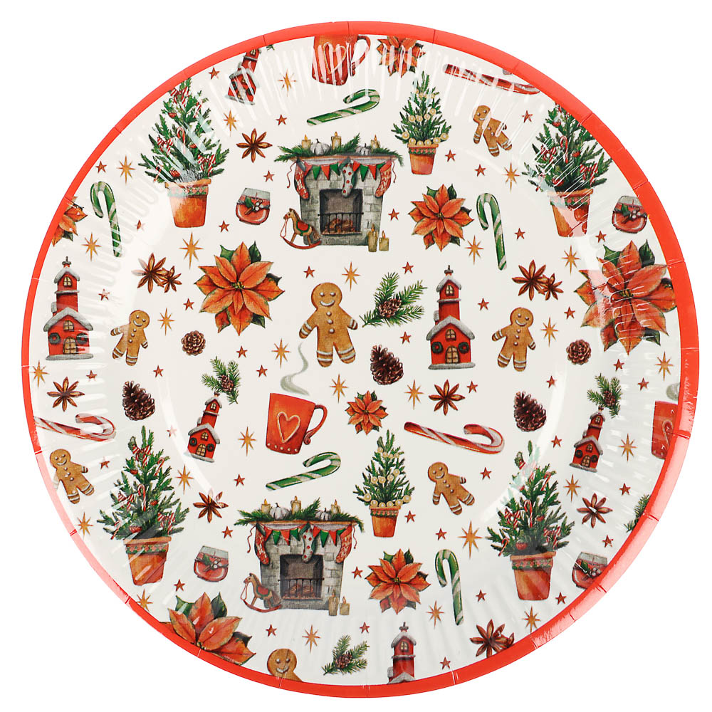 Набор бумажных тарелок Новогоднее настроение, 6 шт d=230 мм - #1