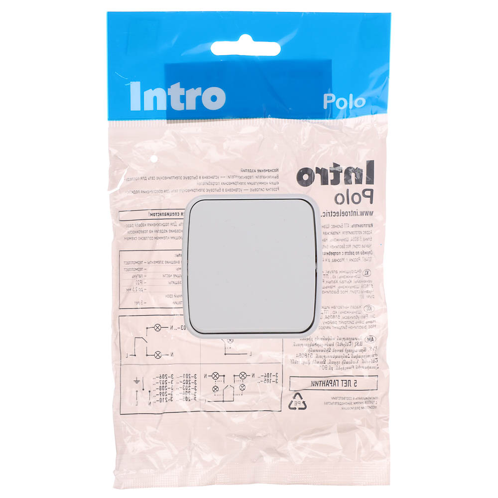 Выключатель одноклавишный открытой установки Intro Polo 10A-250В, ОУ, 3-101-01, белый - #4