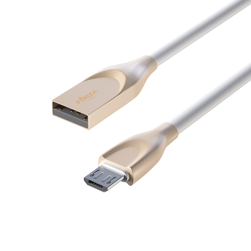 FORZA Кабель для зарядки Flat White Micro USB, 1м, 2А, белый, пакет - #4