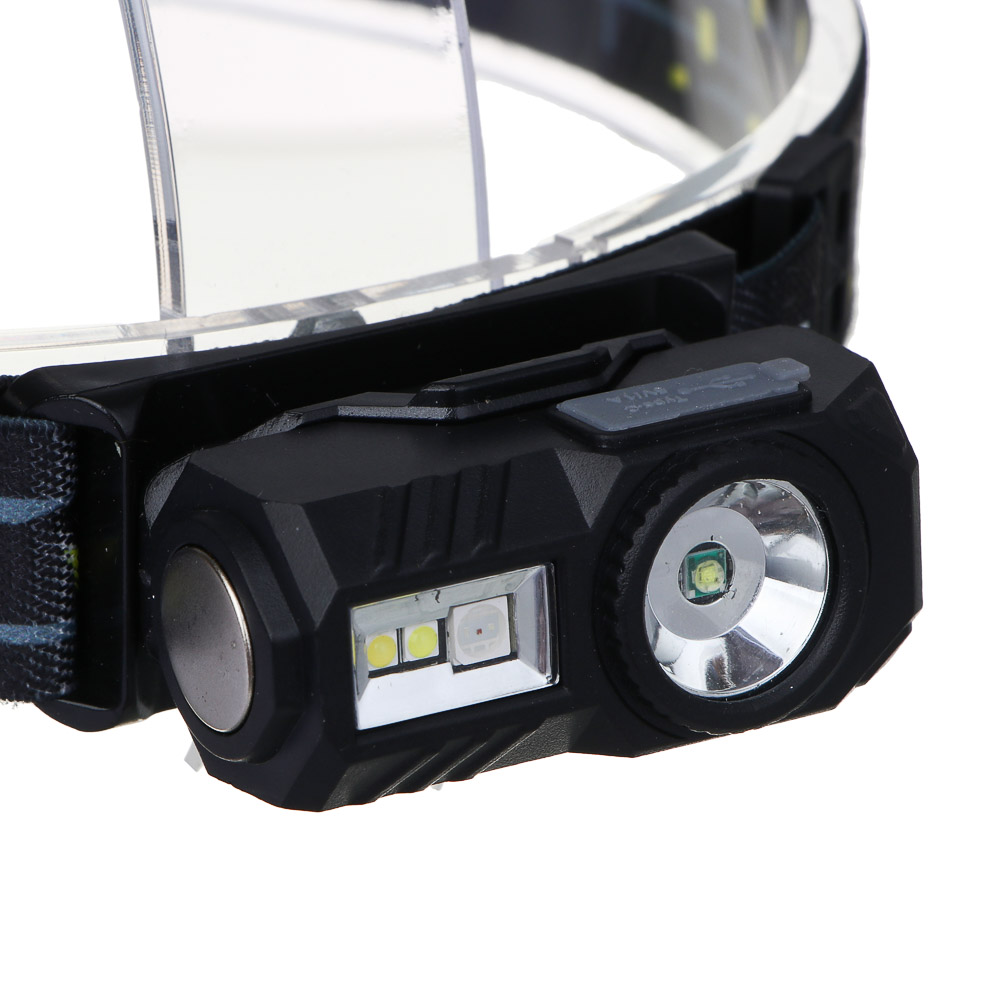 ЕРМАК Фонарь налобный,сенсорный,крепление, XPE LED+3LED,9 режимов,500мАч, 64х45х34 мм, красный свет - #6